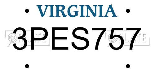 3PES757 Virginia License Plate