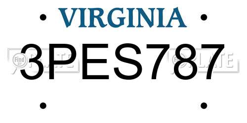 3PES787 Virginia License Plate