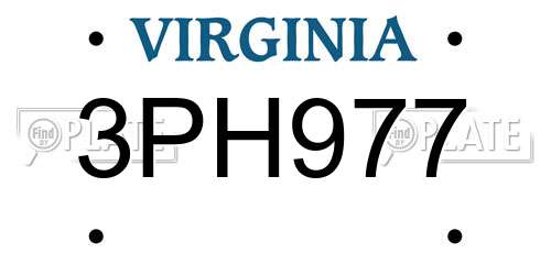 3PH977 Virginia License Plate