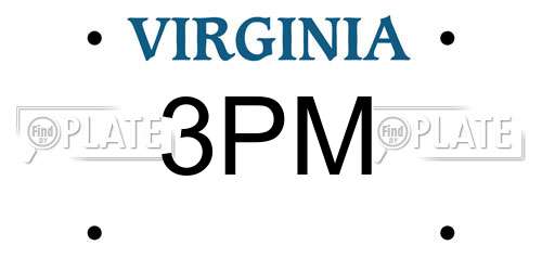 3PM Virginia License Plate
