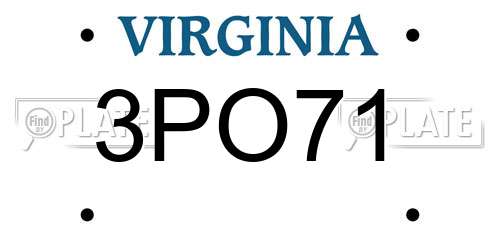 3PO71 Virginia License Plate