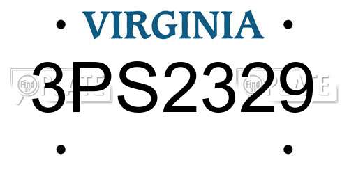 3PS2329 Virginia License Plate