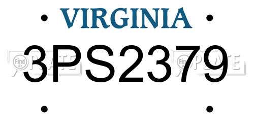 3PS2379 Virginia License Plate