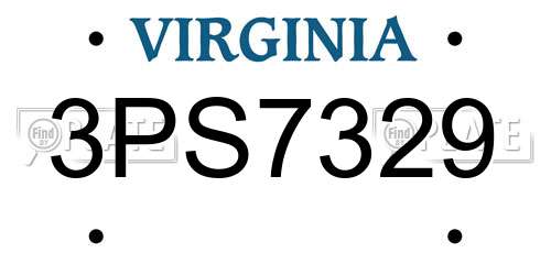 3PS7329 Virginia License Plate