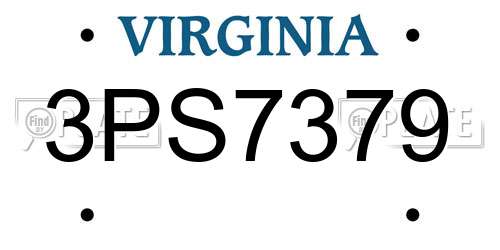 3PS7379 Virginia License Plate