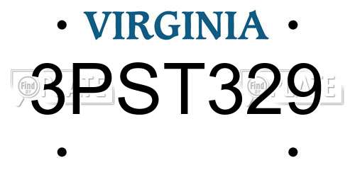 3PST329 Virginia License Plate