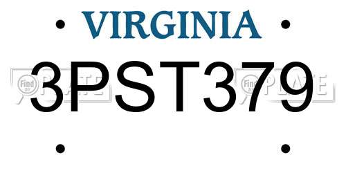 3PST379 Virginia License Plate