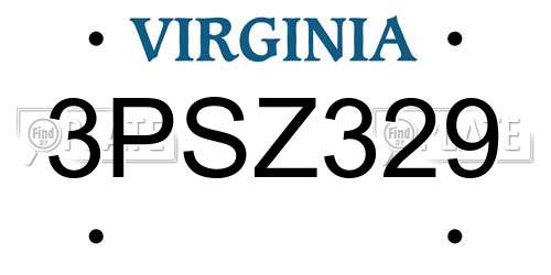 3PSZ329 Virginia License Plate