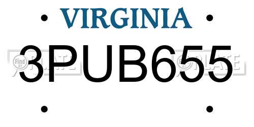 3PUB655 Virginia License Plate