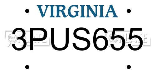 3PUS655 Virginia License Plate