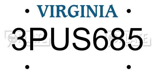3PUS685 Virginia License Plate