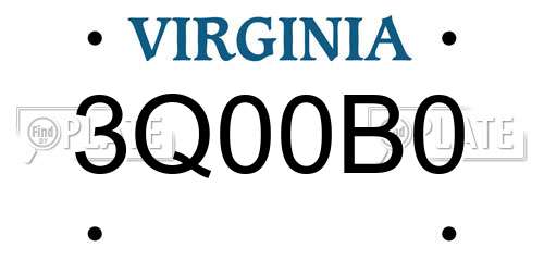 3Q00B0 Virginia License Plate