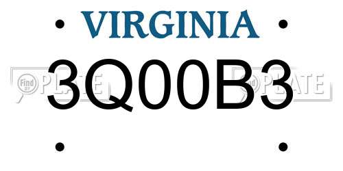3Q00B3 Virginia License Plate