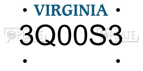 3Q00S3 Virginia License Plate