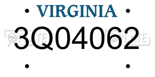 3Q04062 Virginia License Plate