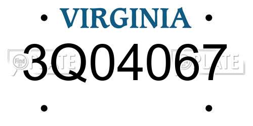 3Q04067 Virginia License Plate