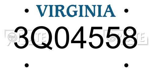 3Q04558 Virginia License Plate