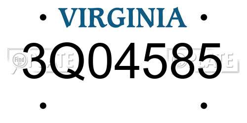 3Q04585 Virginia License Plate