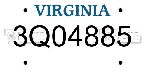3Q04885 Virginia License Plate