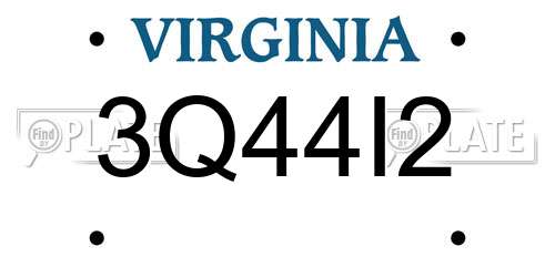 3Q44I2 Virginia License Plate