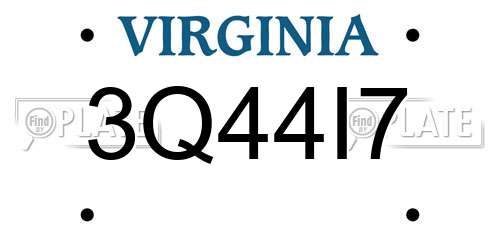 3Q44I7 Virginia License Plate