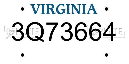 3Q73664 Virginia License Plate