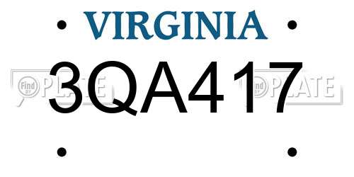 3QA417 Virginia License Plate