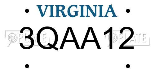 3QAA12 Virginia License Plate
