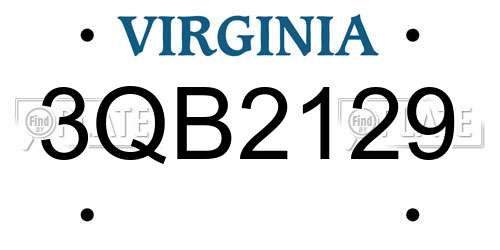 3QB2129 Virginia License Plate