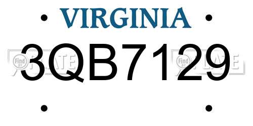 3QB7129 Virginia License Plate