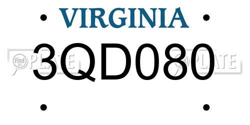 3QD080 Virginia License Plate