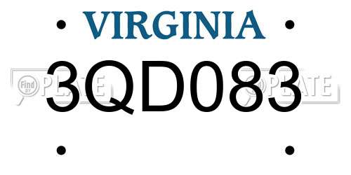 3QD083 Virginia License Plate