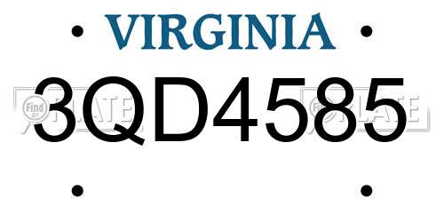 3QD4585 Virginia License Plate