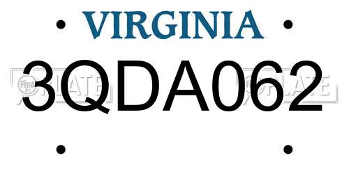 3QDA062 Virginia License Plate
