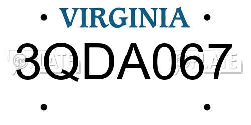 3QDA067 Virginia License Plate
