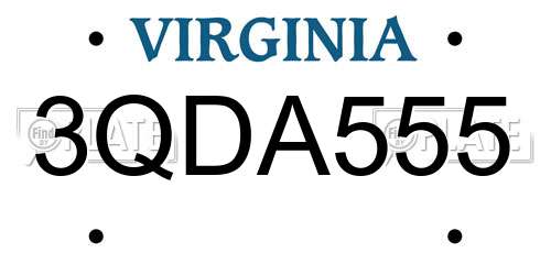 3QDA555 Virginia License Plate