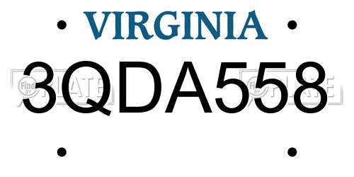 3QDA558 Virginia License Plate