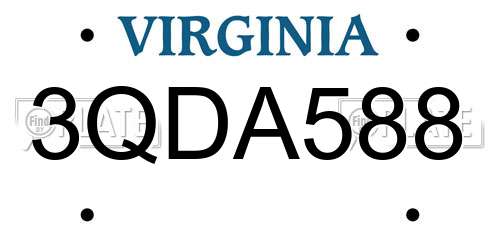 3QDA588 Virginia License Plate