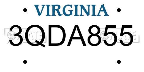 3QDA855 Virginia License Plate