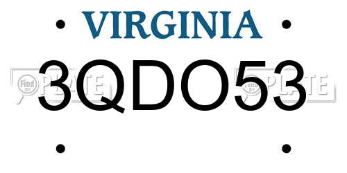 3QDO53 Virginia License Plate