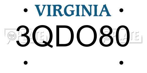 3QDO80 Virginia License Plate