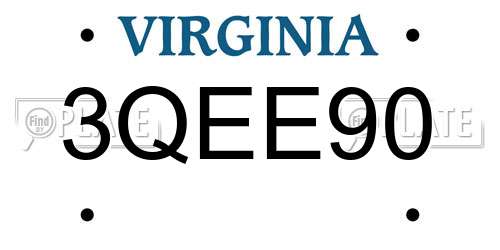 3QEE90 Virginia License Plate