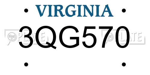 3QG570 Virginia License Plate