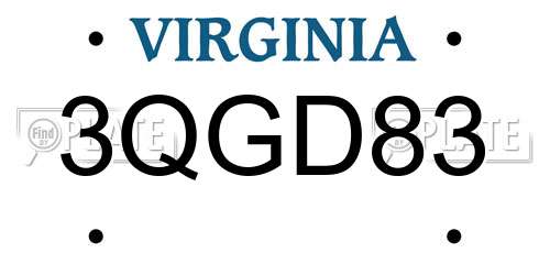 3QGD83 Virginia License Plate