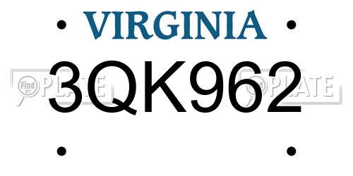3QK962 Virginia License Plate