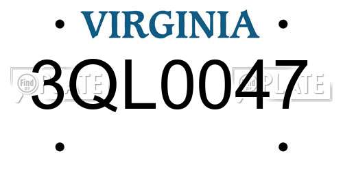 3QL0047 Virginia License Plate