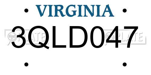 3QLD047 Virginia License Plate