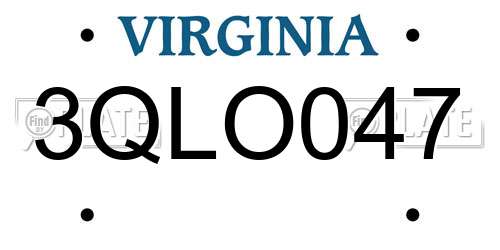 3QLO047 Virginia License Plate