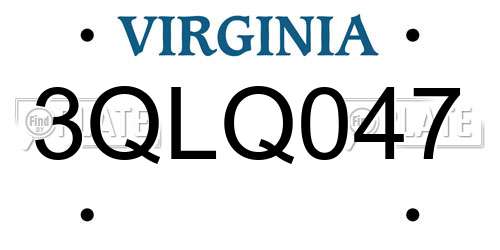 3QLQ047 Virginia License Plate