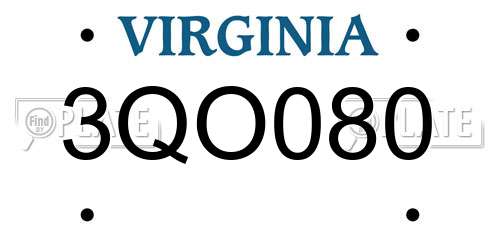3QO080 Virginia License Plate